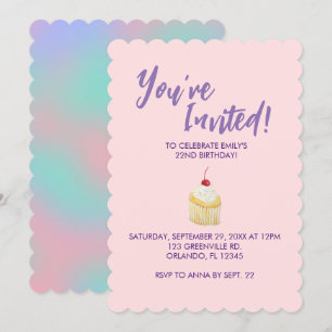 Invitación de cumpleaños para pasteles rosados pas