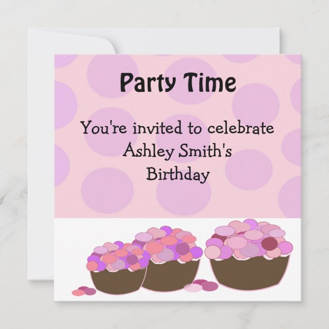 Invitación de cumpleaños para pastelito con Smarti (Anverso)