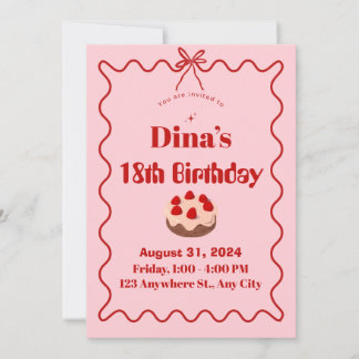 Invitación de cumpleaños para pastelito de fresa r