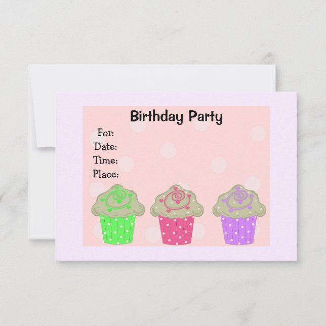 Invitación de cumpleaños para pastelito glaseado (Anverso)