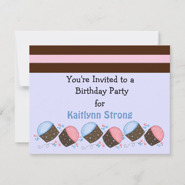 Invitación de cumpleaños para pastelito lindo (Anverso)