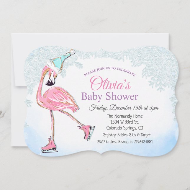 Invitación de cumpleaños para patinaje sobre hielo (Anverso)