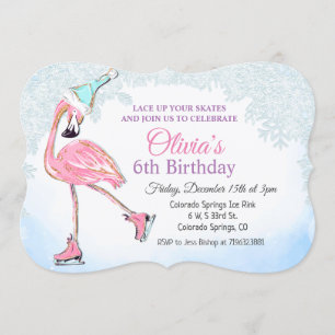 Invitación de cumpleaños para patinaje sobre hielo