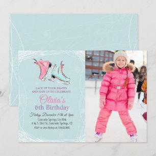 Invitación de cumpleaños para patinaje sobre hielo