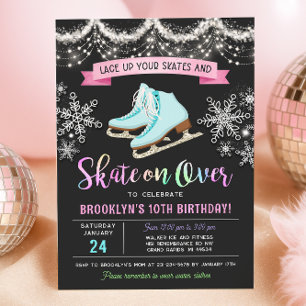 Invitación de cumpleaños para patinaje sobre hielo