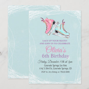 Invitación de cumpleaños para patinaje sobre hielo