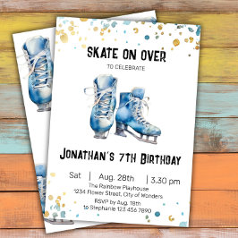 Invitación de cumpleaños para patinar sobre hielo,