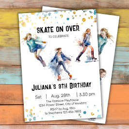 Invitación de cumpleaños para patinar sobre hielo,