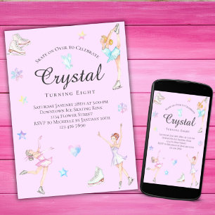 Invitación de cumpleaños para patinar sobre hielo,