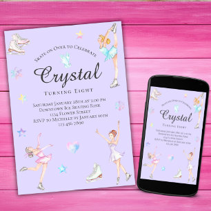 Invitación de cumpleaños para patinar sobre hielo,