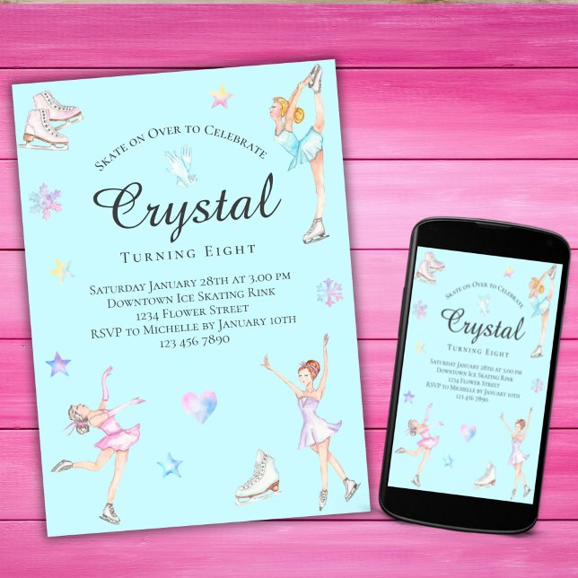 Invitación de cumpleaños para patinar sobre hielo, (Subido por el creador)
