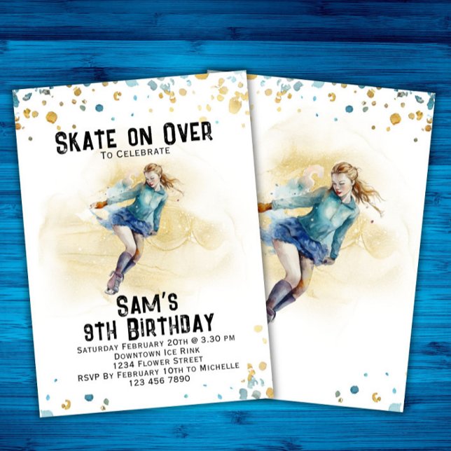 Invitación de cumpleaños para patinar sobre hielo, (Subido por el creador)