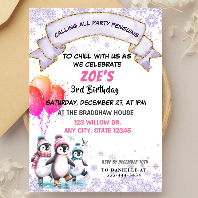 Invitación de cumpleaños para patinar sobre hielo  (Subido por el creador)