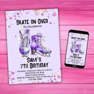 Invitación de cumpleaños para patinar sobre hielo,