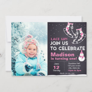 Invitación de cumpleaños para patinar sobre hielo
