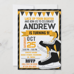 Invitación de cumpleaños para patinar sobre hockey