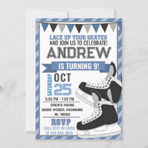 Invitación de cumpleaños para patinar sobre hockey