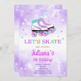 Invitación de cumpleaños para patinar sobre patina