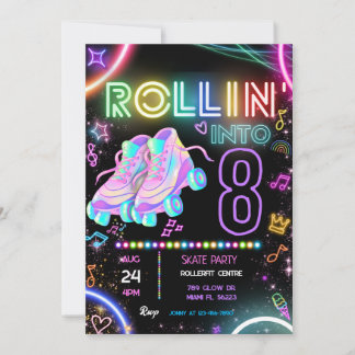 Invitación de cumpleaños para patinar sobre patina