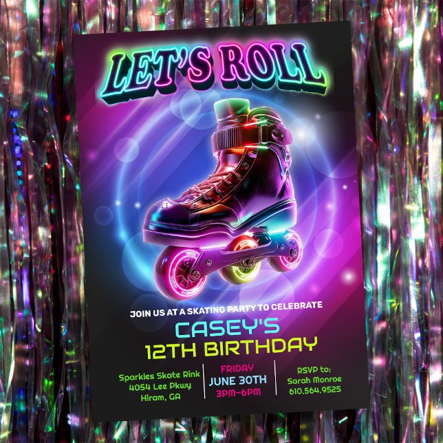 Invitación de cumpleaños para patinar sobre ruedas (Subido por el creador)