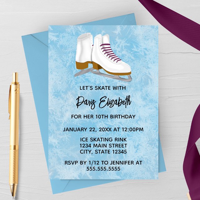Invitación de cumpleaños para patines de hielo de  (Subido por el creador)