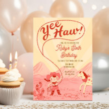 Invitación de cumpleaños para pequeña vaquera