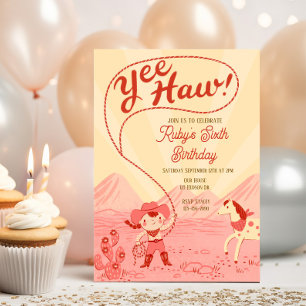 Invitación de cumpleaños para pequeña vaquera