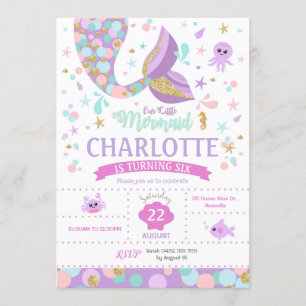 Invitación de cumpleaños para pequeñas sirenas