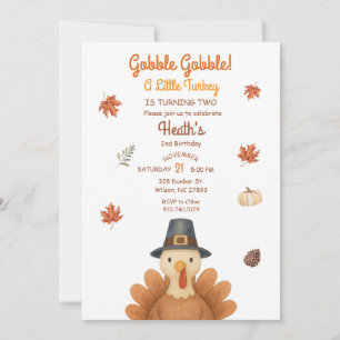 Invitación de cumpleaños para pequeño pavo Gobble