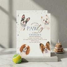 Invitación de cumpleaños para perro azul fiesta de