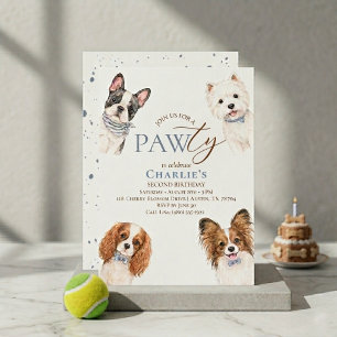 Invitación de cumpleaños para perro azul fiesta de
