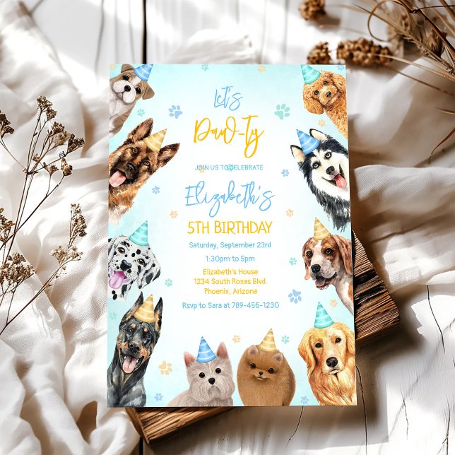 Invitación de cumpleaños para perro cachorro fiest (Subido por el creador)