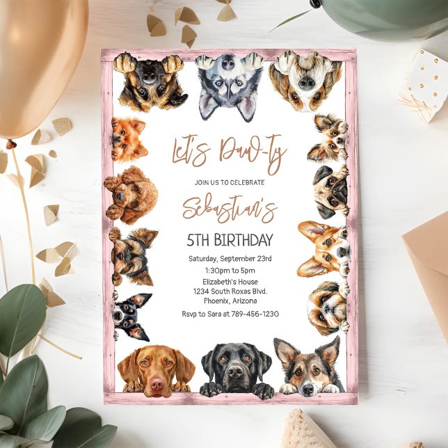 Invitación de cumpleaños para perro Fiesta de cach (Subido por el creador)