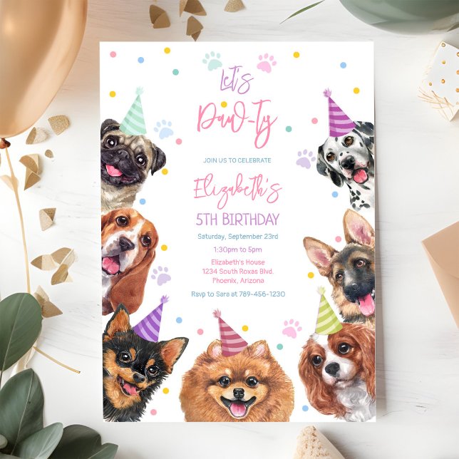 Invitación de cumpleaños para perro Fiesta de cach (Subido por el creador)
