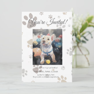 Invitación de cumpleaños para perro inspirada en f