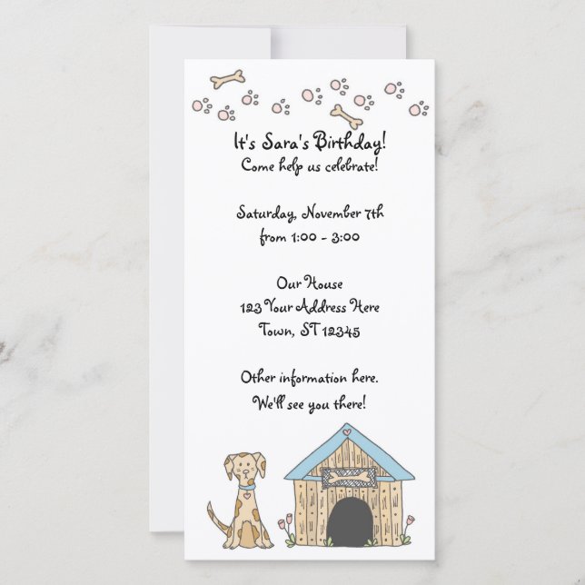 Invitación de cumpleaños para perros (Anverso)