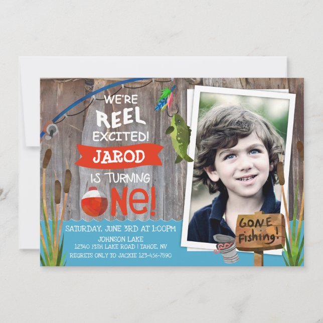 Invitación de cumpleaños para pescadores de fuera  (Anverso)
