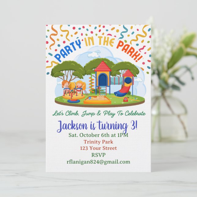 Invitación de cumpleaños para picnic al aire libre (Anverso de pie)
