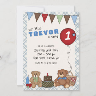 Invitación de cumpleaños para picnic de Teddy Bear