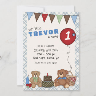 Invitación de cumpleaños para picnic de Teddy Bear