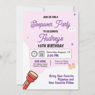 Invitación de cumpleaños para pijamada