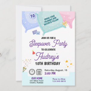 Invitación de cumpleaños para pijamada