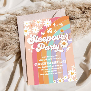 Invitación de cumpleaños para pijamada arcoíris ge