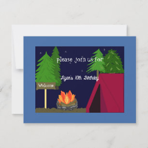 Invitación de cumpleaños para pijamada de camping