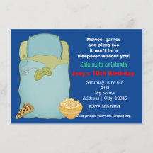Invitación de cumpleaños para pijamada de chicos