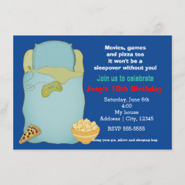 Invitación de cumpleaños para pijamada de chicos