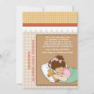 Invitación de cumpleaños para pijamada de Cutie du