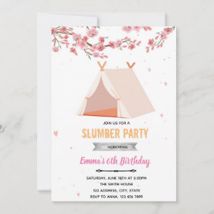 invitación de cumpleaños para pijamada de flor de 