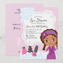 Invitación de cumpleaños para pijamada de spa para