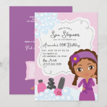 Invitación de cumpleaños para pijamada de spa para